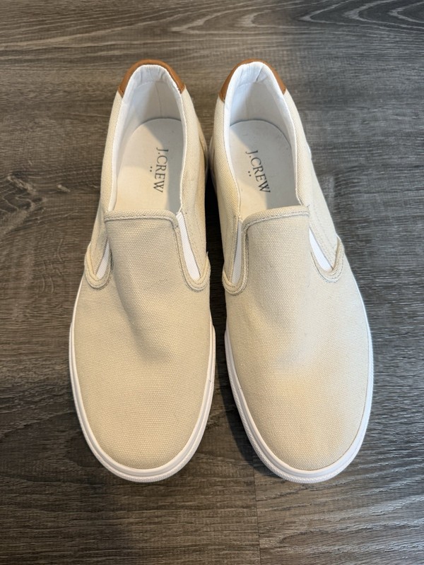 J. Crew Men's Canvas Slip On Casual Sneakers Khaki Tan Size