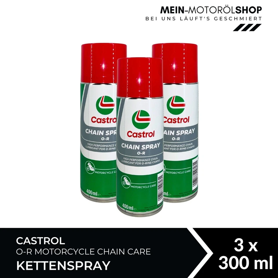 Castrol Chain Spray O-R 400ml Kettenspray Motorradketten O-Ring X-Ring 3x400 ML - Bild 1 von 4