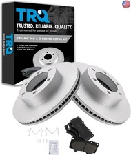TRQ Front Brake Pad and Rotor Set Ceramic G Coated Vented Rotors Compatible