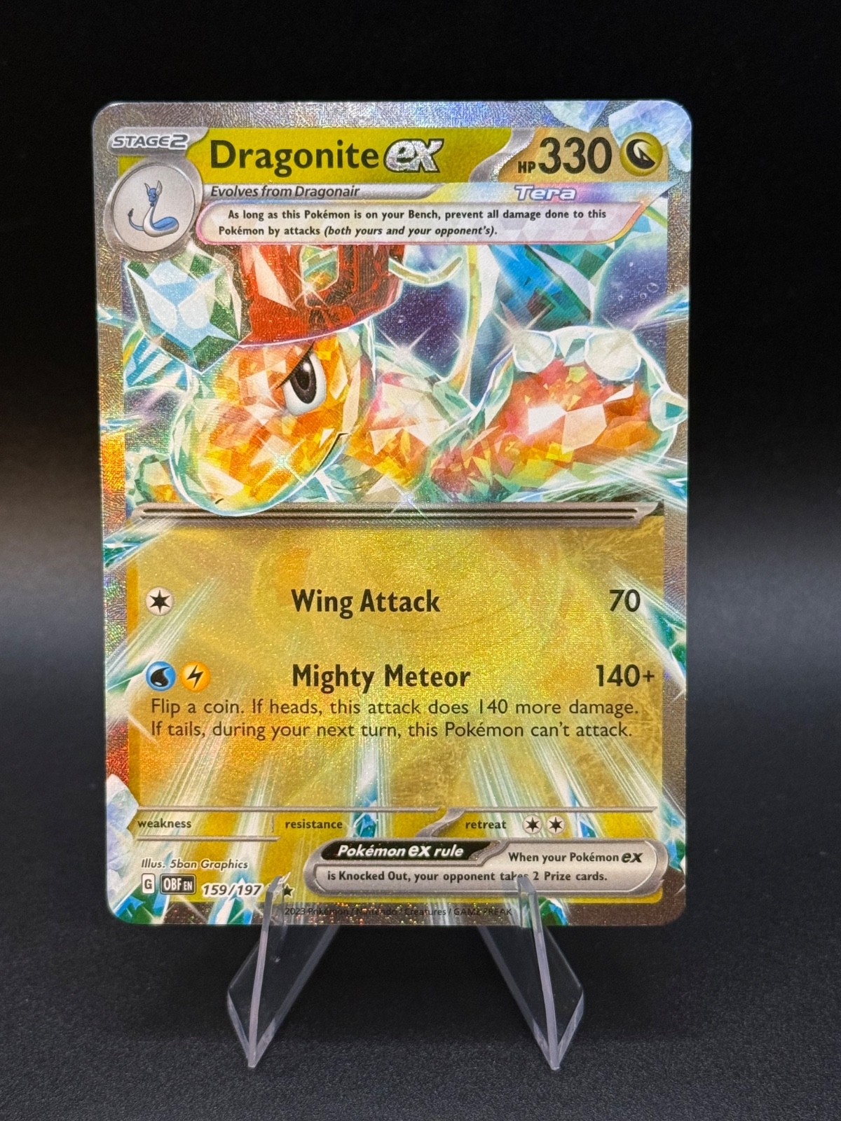 Pokemon Dragonite ex 159/197 SV03: Obsidian Flames Holo P2