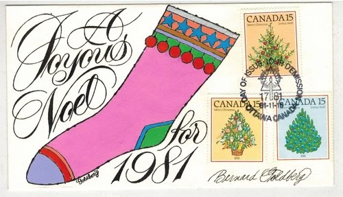GOLDBERG HANDPAINTED CANADA CHRISTMAS RARE PINK STOCKING VARIETY (Signed No #)