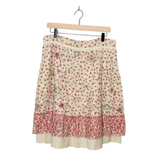 Tribal Floral Embroidered Fairycore Boho Hippie Knee Length Skirt 12