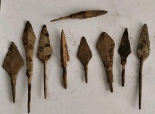 LOT OF 9 ANCIENT ROMAN IRON ARROWHEADS 200-300 AD. War Relics 6-10.5 cm