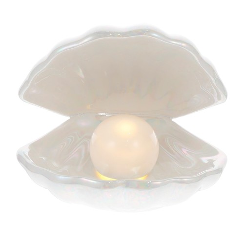 Ceramic Shell Pearl Light, White LED Clam with Pearl Light in Shell ...