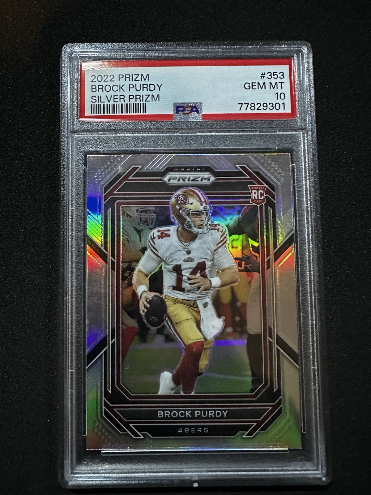 Brock Purdy RC Silver Prizm 2022 Prizm Silver Rookie #353 49ers PSA 10