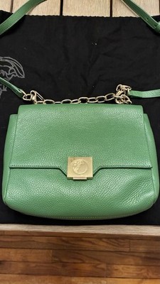 Versace Collection Green Medusa Logo Chain Turn Lock Crossbody Bag w/ Dust Bag