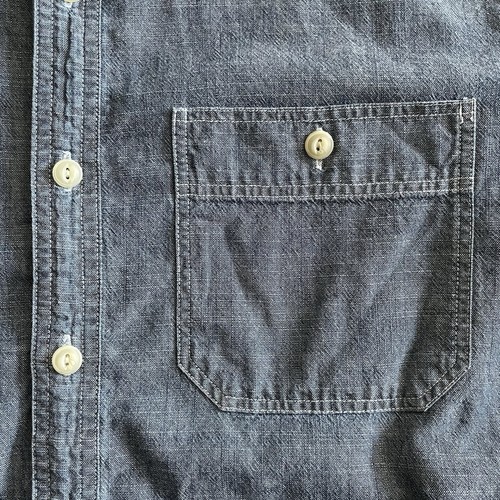 J Crew Shirt Mens M Blue Chambray 100% Cotton Button Up Short Sleeve Retro Work - Picture 8 of 15