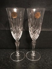 2 Crystal Champagne Flutes New