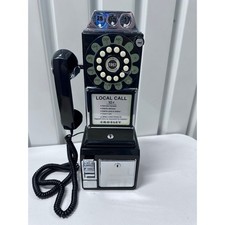 Crosley 1950s Pay Phone Replica Desk Novelty Rotary Phone Black Coin Operated