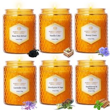 6 Pack Natural Soy Wax Jar Candles for Home, Scented Aromatherapy Gift Set fo...