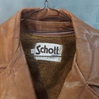 Vintage 70's Schott Bros Men's Genuine Leather 3/4 Trench Coat Faux Fur Liner — photo 2