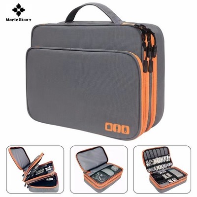 Tragbare mehrschichtige Kabel Aufbewahrungstasche Reise Organizer für iPad Ladegerät & Kabel