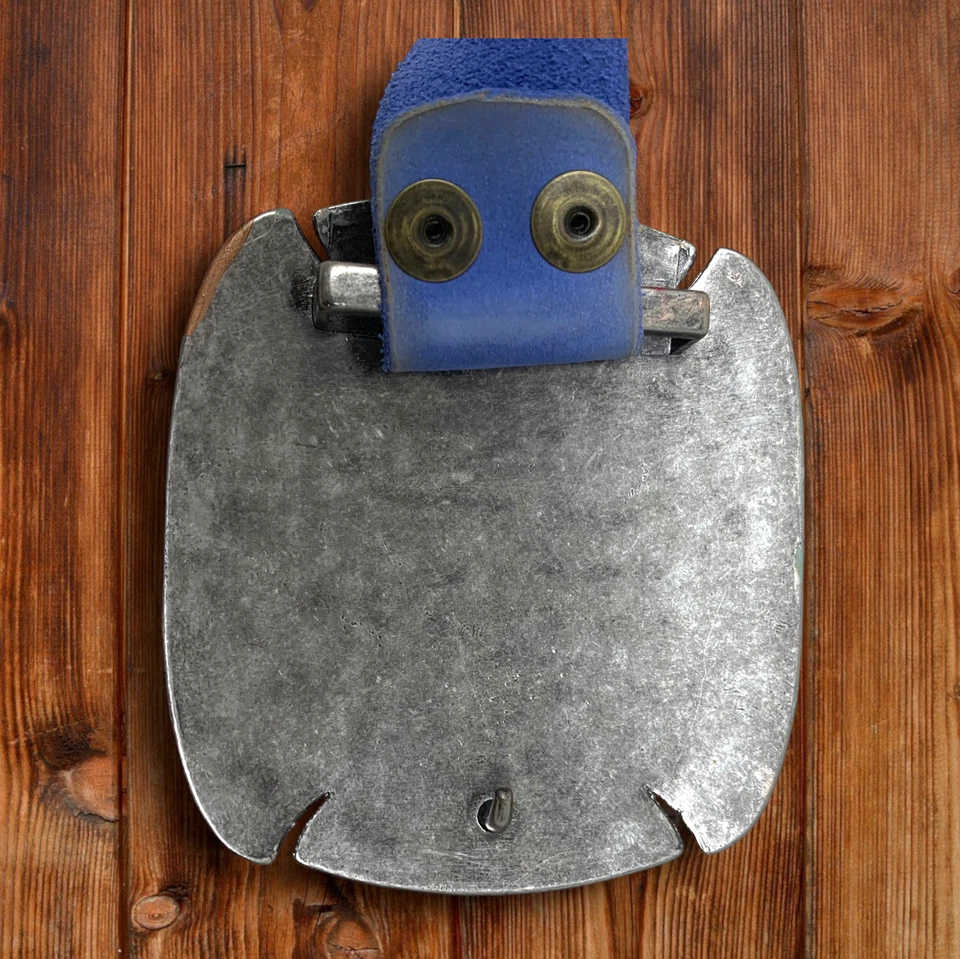 Винтажный Y2K негабаритный блестящий ремень пряжка синий замшевый ремень женщин Sz XL Western - Изображение 3 из 4