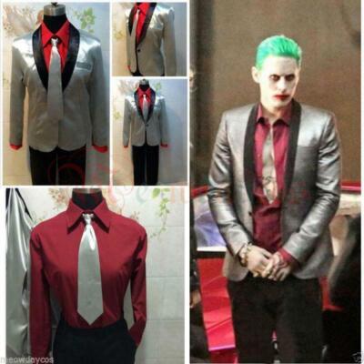 Halloween Suicide Squad Joker Costume Silver Jacket Coat Psychos Killers Cosplay