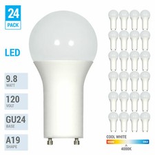 24 Pack 9.8W Dimmable A19 LED 40K Cool White 60W Equivalent GU24 Base Bulb