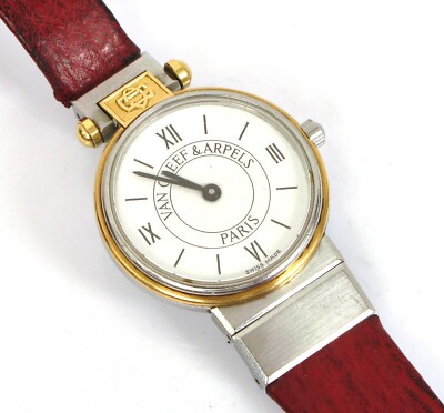 VINTAGE VAN CLEEF & ARPELS VCA NO 22 WOMEN'S WRISTWATCH PARIS QUARTZ LEATHER !