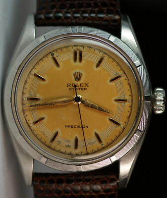 1953 Rolex Tropical Dial Cal 710 Vtg Oyster Precision Steel Watch