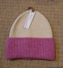 Image of Accessorize Ladies Cream & Pink Beanie Wool Winter Hat Xmas Gift