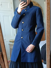Smart Vintage Navy Wool Blend Winter Coat Jacket Military Midi 10