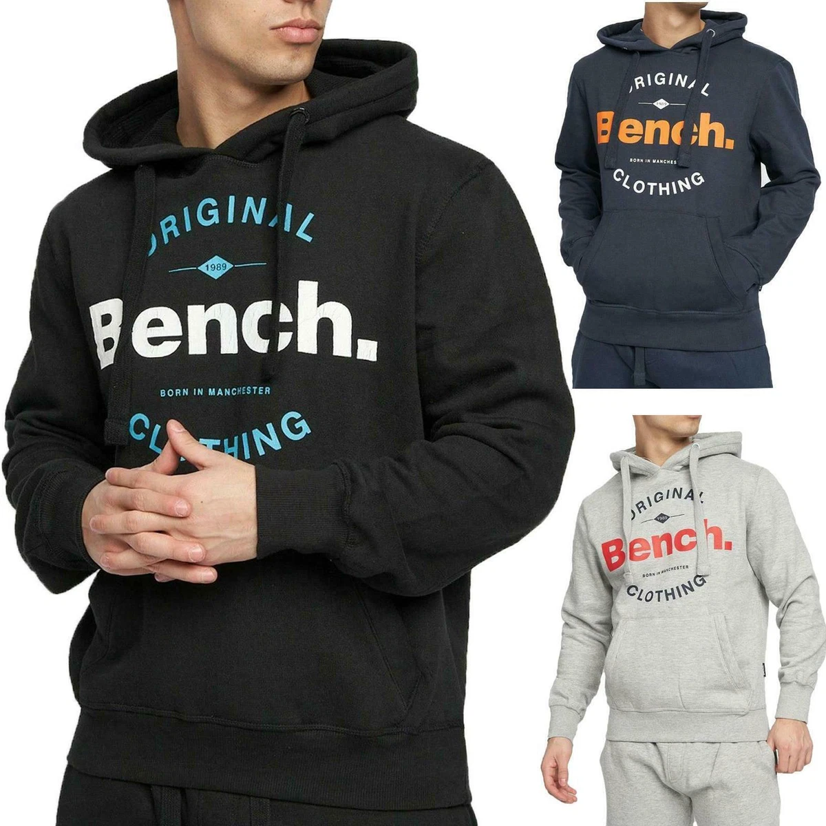 Bench Original Mens Pullover | Fleece Hooded Top Sweatshirt Casual Hoodie eBay Jumper