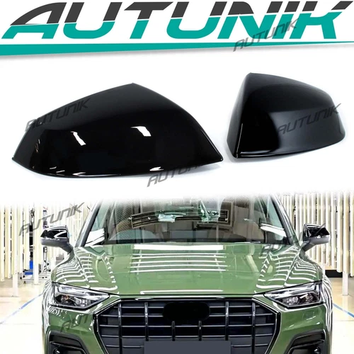 Black Mirror Covers for Audi Q5 SQ5 2018-2025 No Lane Assist Replacement Shells