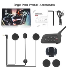 Motorcycle Intercom Bluetooth 3D Sound FM Radio 4 Rider 1500m Helmet Headset 