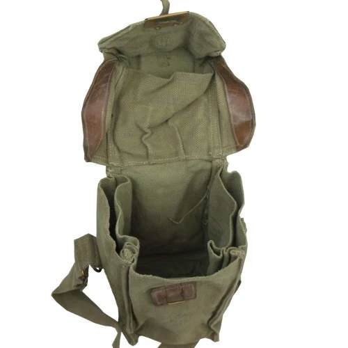 Vintage Usado M51 II Exército Belga Máscara de Gás Bolsa Ombro Algodão Lona Couro - Imagem 2 de 4