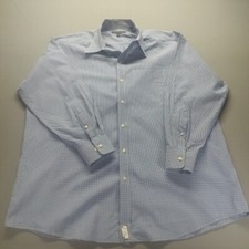Tommy Hilfiger Dress Shirt Mens XL, 17-17 1/2, 32/33 Blue Cotton Checked Preppy