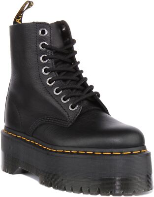 Dr. Martens 1460 Pascal Max Unisex Plateau Stiefelette Schwarz Größe UK 3 - 12