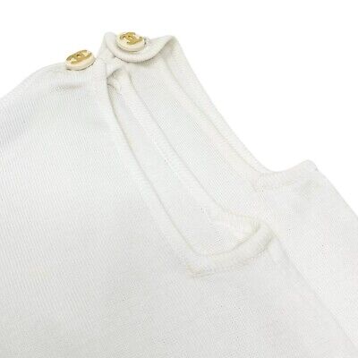 CHANEL Vintage CC Logo Knit Sleeveless Top Tunic Button CHANEL Vintage CC Logo Knit Sleeveless Top Tunic Button