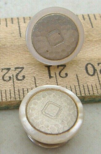 BAER & WILDE KUM-A-PART MANSCHETTENKNÖPFE ~ SILBERFARBEN MIT "PERLE" RAND - Bild 3 von 6