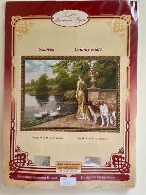 Zolotoe Runo Countd Cross Stitch Kit '' Country Estate'', Zweigart 16, Madeira Flo