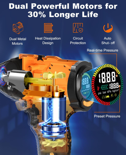 Tire Inflator Portable Air Compressor, 21V Rechargeable Battery Powered 180PSI - Picture 4 of 9