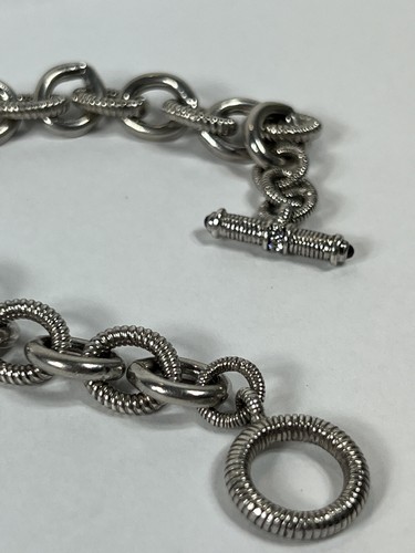 JUDITH RIPKA Size 8”Sterling Silver Toggle Clap Link Bracelet - Picture 11 of 12
