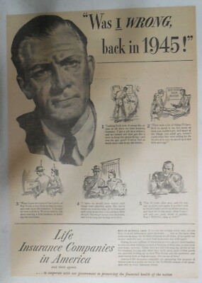 Life Insurance World War Two Ad: Norman Rockwell! from 1945 Size: 10 x 14 inches