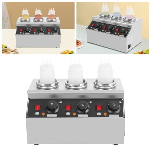 Calentador de salsa eléctrico Commerical de 3 botellas para calentar chocolate caliente 240 W - Imagen 2 de 14