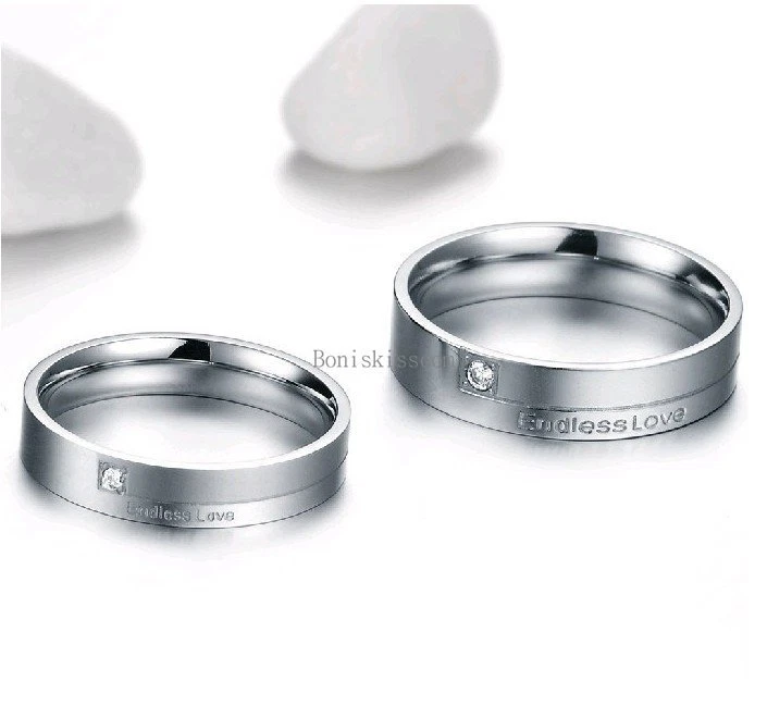 Alianza de boda de aniversario "Endless Love" anillo de promesa de parejas de acero inoxidable Foto 4 de 4