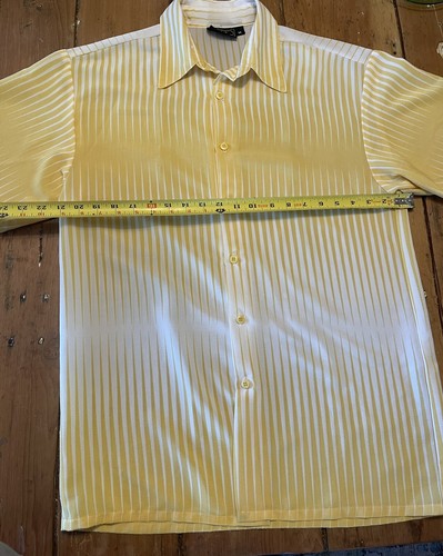 MONZINI Collection Short Sleeve Yellow Ombre Striped Shirt MADE IN USA Medium - Picture 6 of 6