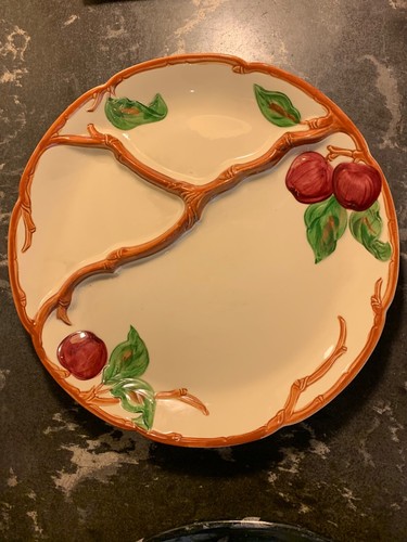 Rare! vintage 1940s California Franciscan 'apples' pattern grill plate flawless