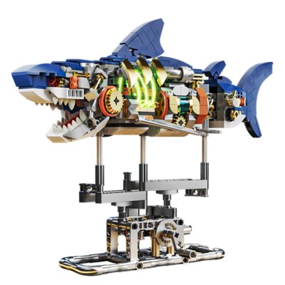 Mechanischer Roboter Hai Sea Life Modell Mini Gebäude MOC Bau Spielzeug Block