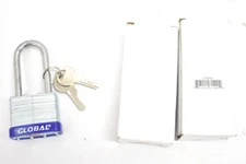 Lot of 2 Global Industries Padlocks w 4 Keys Total Laminated Steel Shackle