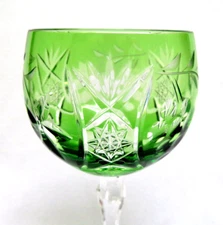 AJKA Marsala Green Crystal Cut to Clear Wine Glass Goblet MINT