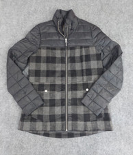 Roper Jacket Women Small Black Plaid Full Zip Quilted Wool Blend Western Packble