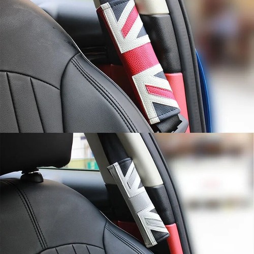2X For Mini Cooper Accessories Union Jack Safety Seat Belt Shoulder Pads Cover - Picture 12 of 16