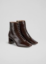 L.K. BENNETT ARABELLA ANKLE BOOTS IN DARK CHOCOLATE SIZE UK 5 / EU 38 *RRP £399
