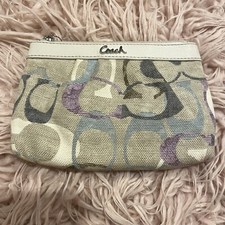 2000s Coach beige, purple, blue, and brown wristlet