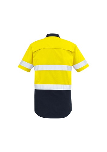 Syzmik Mens Rugged Cooling Hi Vis Spliced Short Sleeve Shirt W/ Reflective Tapes - Bild 3 von 9
