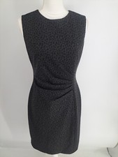 Tahari Animal Print Sheath Dress Gray Black Spots Women's 6 Pencil Skirt Dress