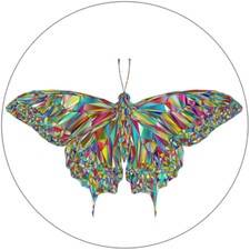 Psychedelic Butterfly - 25 Pack Circle Stickers 3" x 3" - Colorful Rainbow