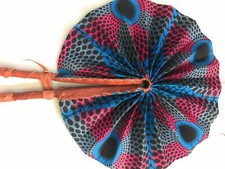 African Fabric Print Folding Fan